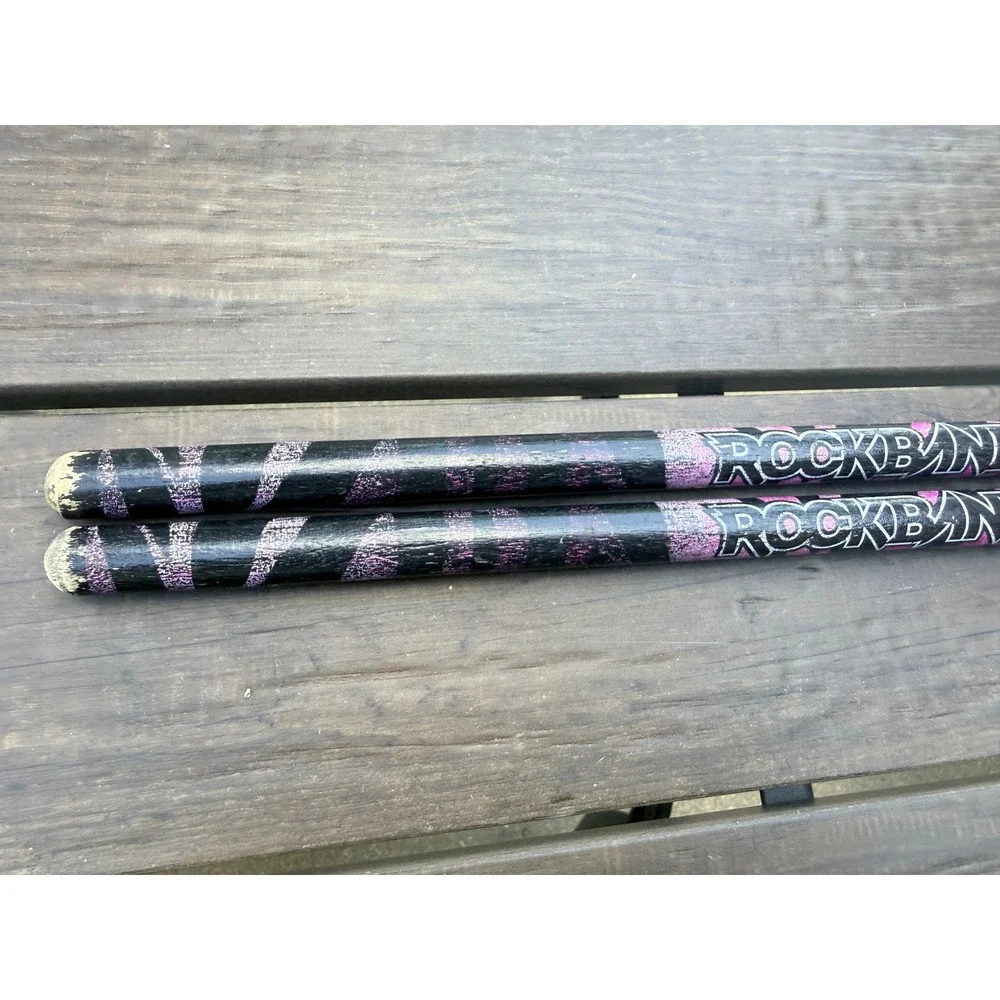 Rock Band Drumsticks Official Video Game Accessory Black Pink Zebra Stripe Pair